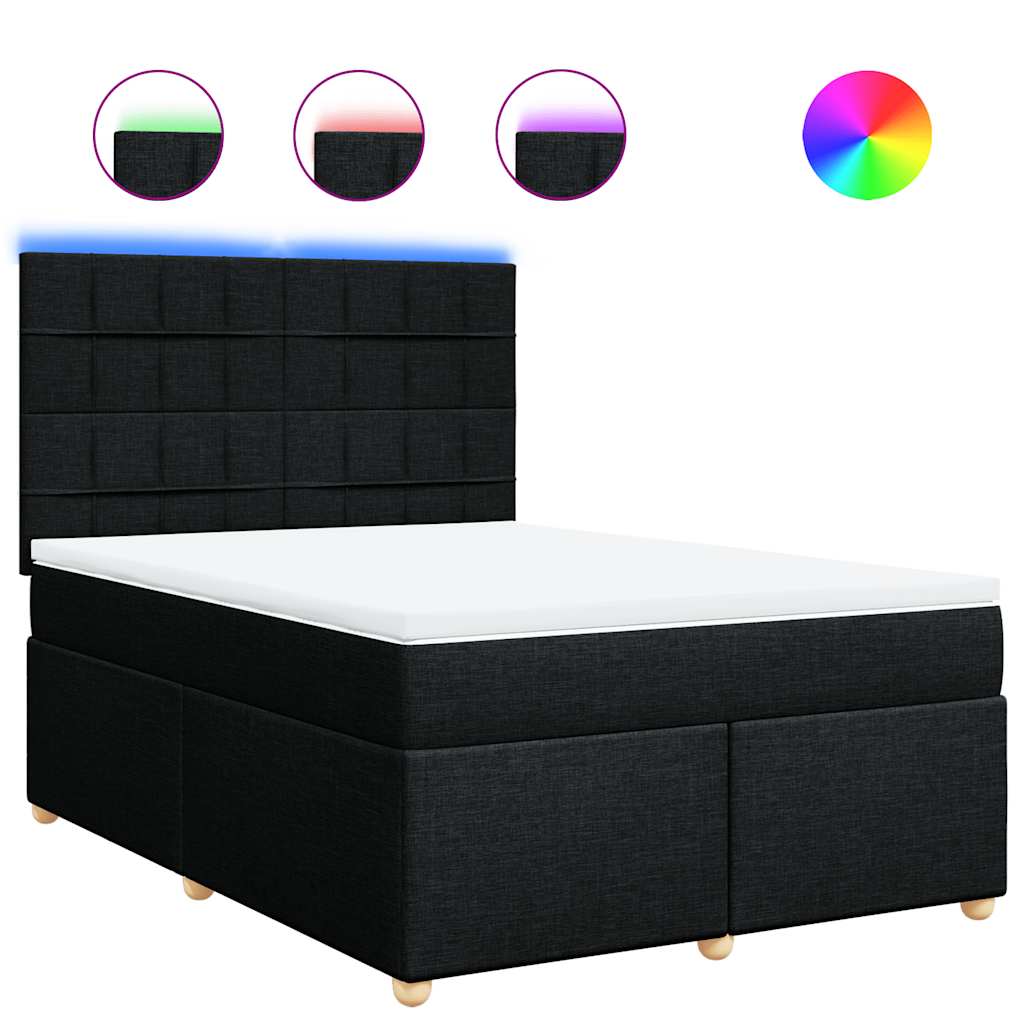 Giroletto a Molle con Materasso Nero 160x200 cm in Tessuto | homemem39