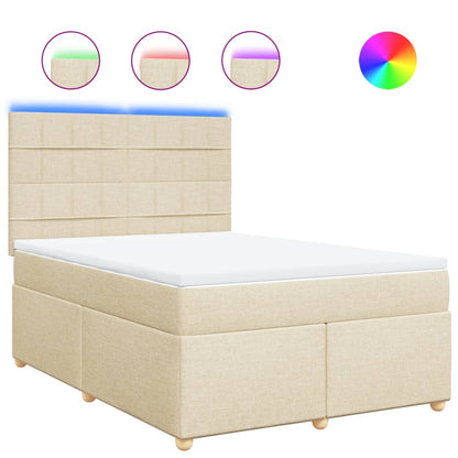 Giroletto a Molle con Materasso Crema 160x200 cm in Tessuto
