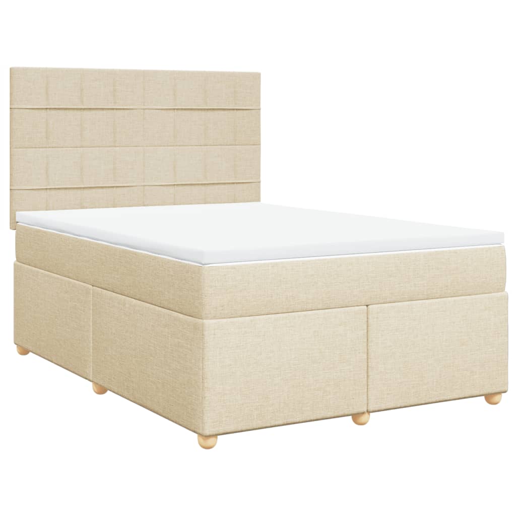 Giroletto a Molle con Materasso Crema 160x200 cm in Tessuto