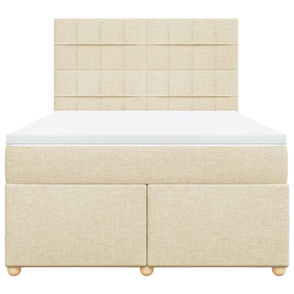 Giroletto a Molle con Materasso Crema 160x200 cm in Tessuto