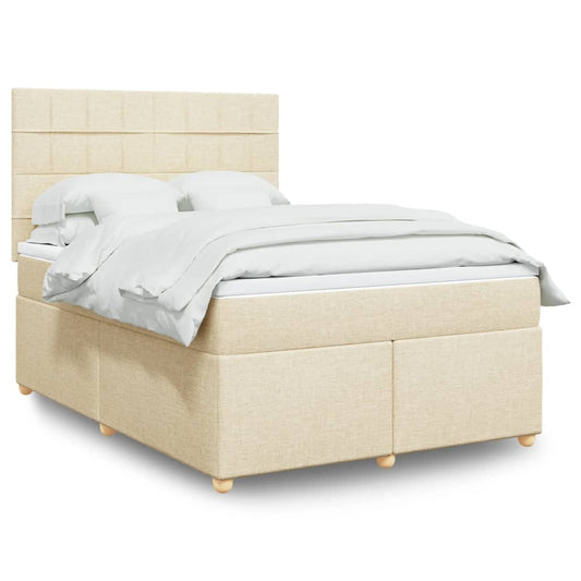 Giroletto a Molle con Materasso Crema 160x200 cm in Tessuto