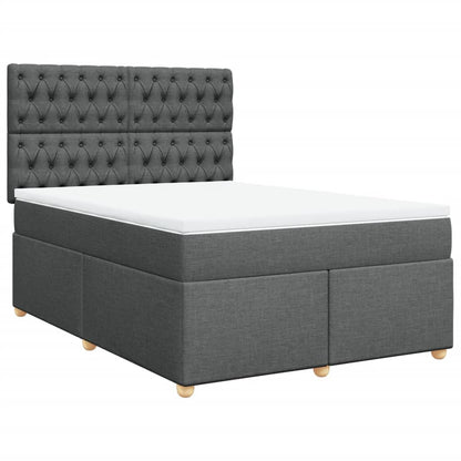 Giroletto a Molle con Materasso Grigio Scuro 160x200 cm Tessuto