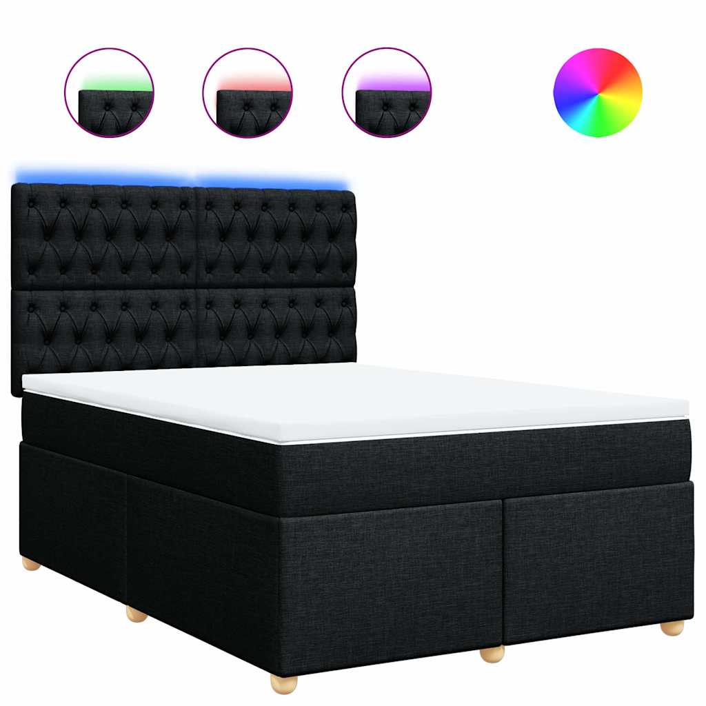 Giroletto a Molle con Materasso Nero 160x200 cm in Tessuto | homemem39