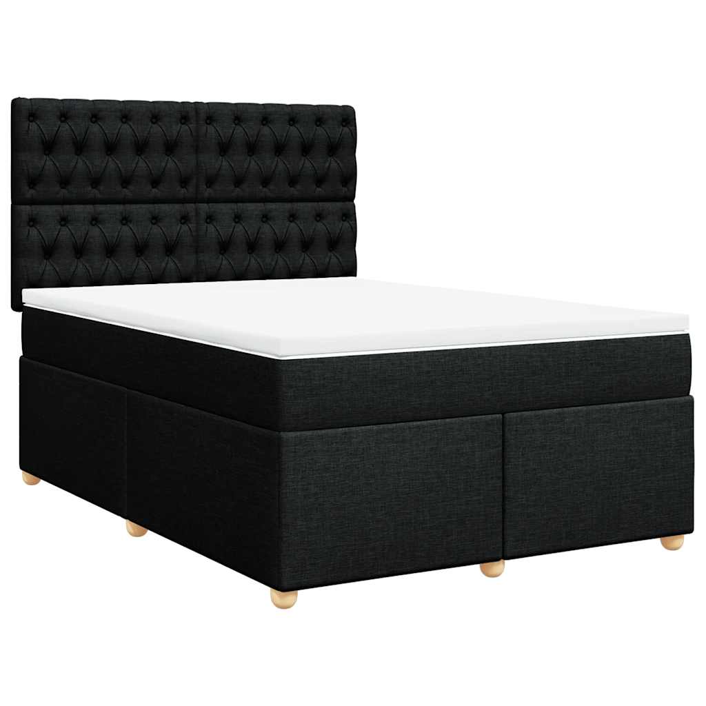 Giroletto a Molle con Materasso Nero 160x200 cm in Tessuto