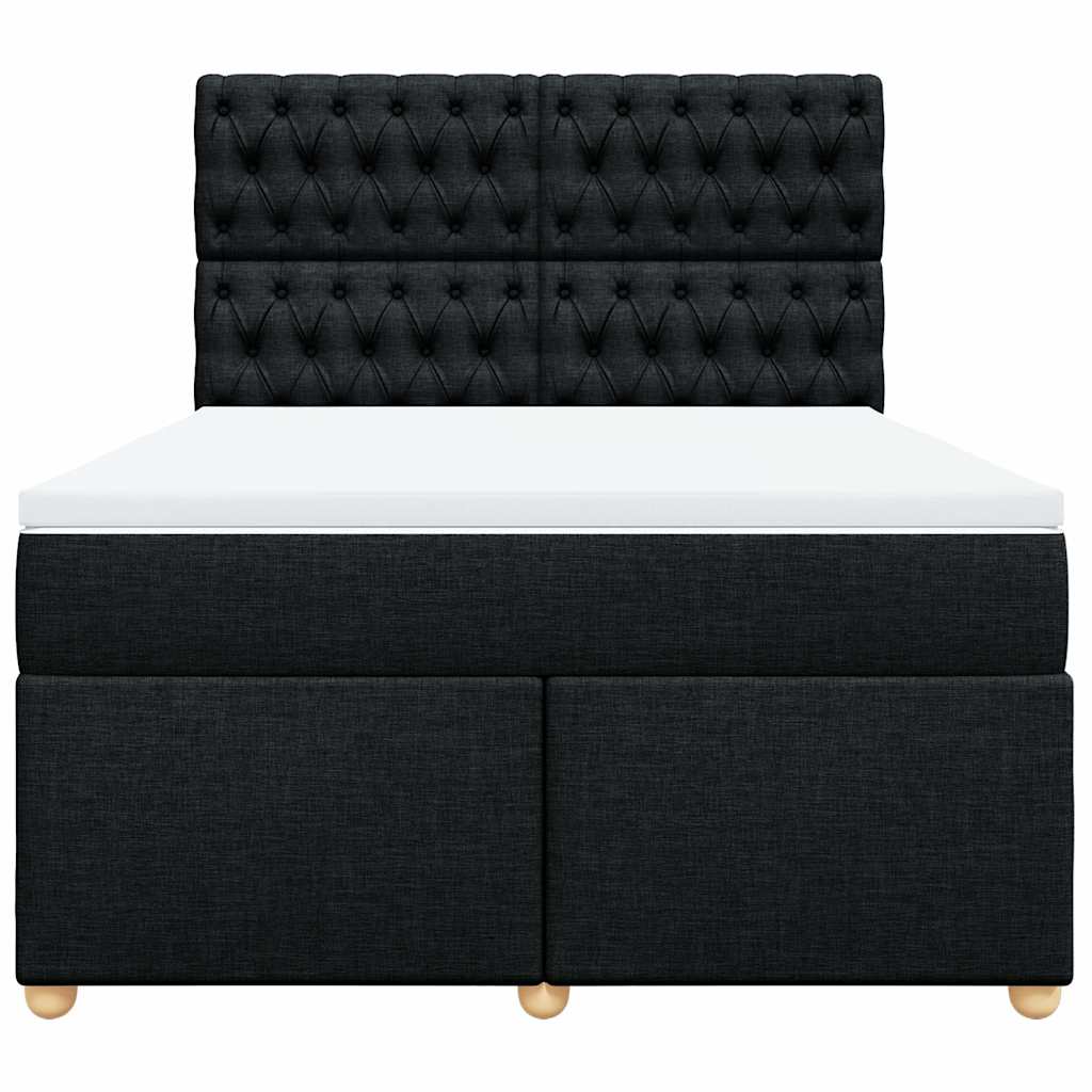 Giroletto a Molle con Materasso Nero 160x200 cm in Tessuto