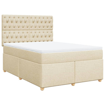 Giroletto a Molle con Materasso Crema 160x200 cm in Tessuto