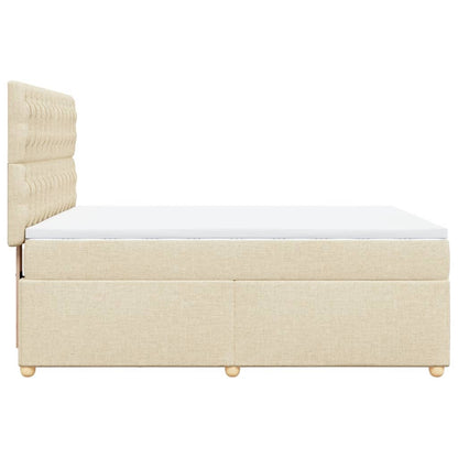 Giroletto a Molle con Materasso Crema 160x200 cm in Tessuto