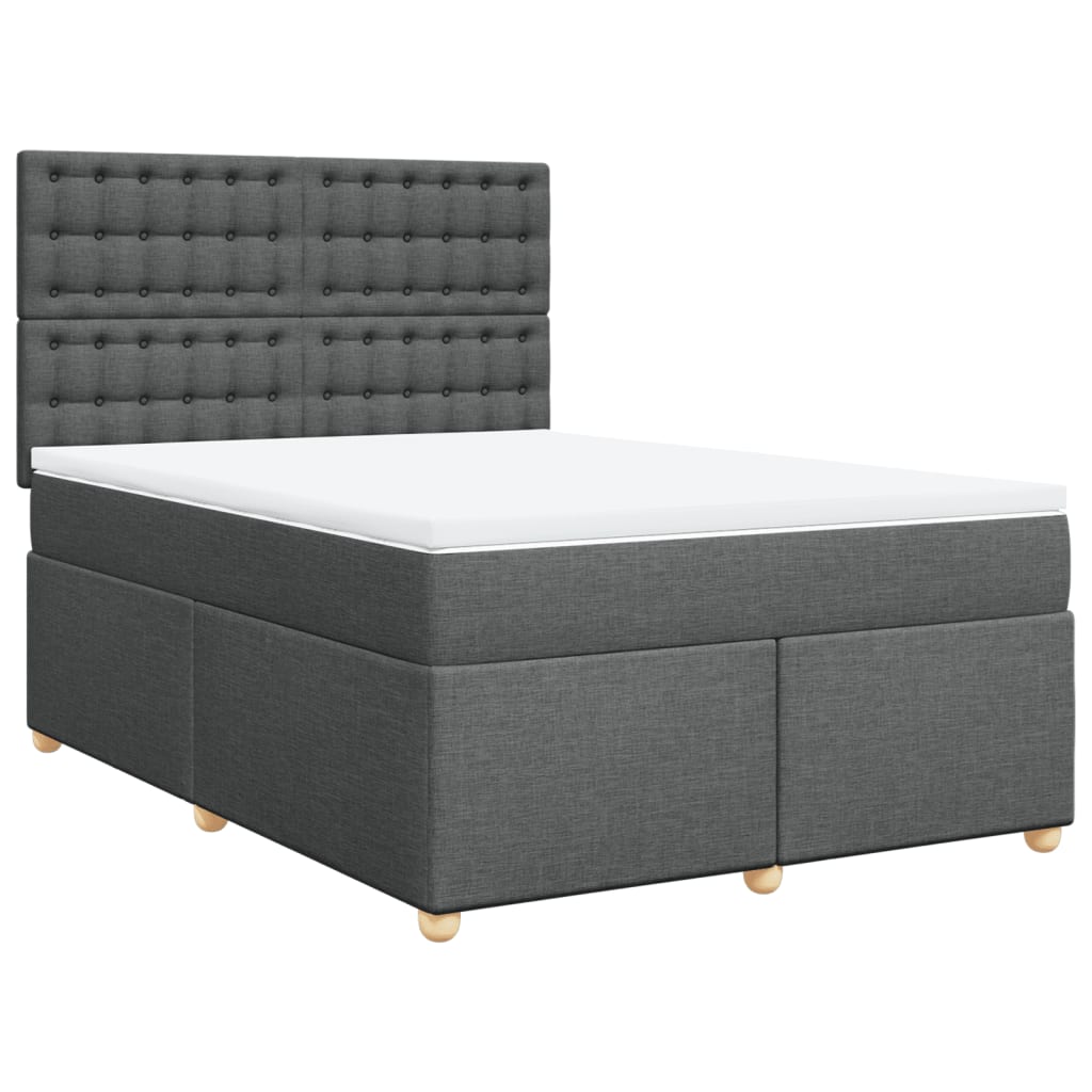 Giroletto a Molle con Materasso Grigio Scuro 160x200 cm Tessuto