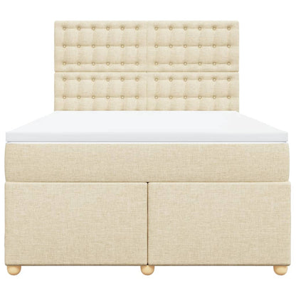 Giroletto a Molle con Materasso Crema 160x200 cm in Tessuto