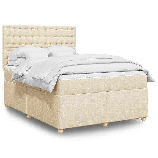 Giroletto a Molle con Materasso Crema 160x200 cm in Tessuto