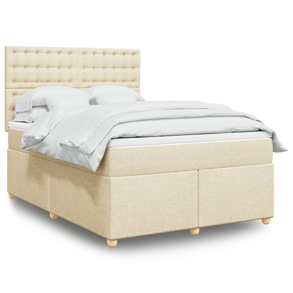 Giroletto a Molle con Materasso Crema 160x200 cm in Tessuto