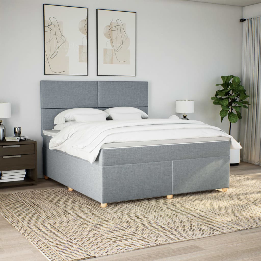 Giroletto a Molle con Materasso Grigio Chiaro180x200 cm Tessuto