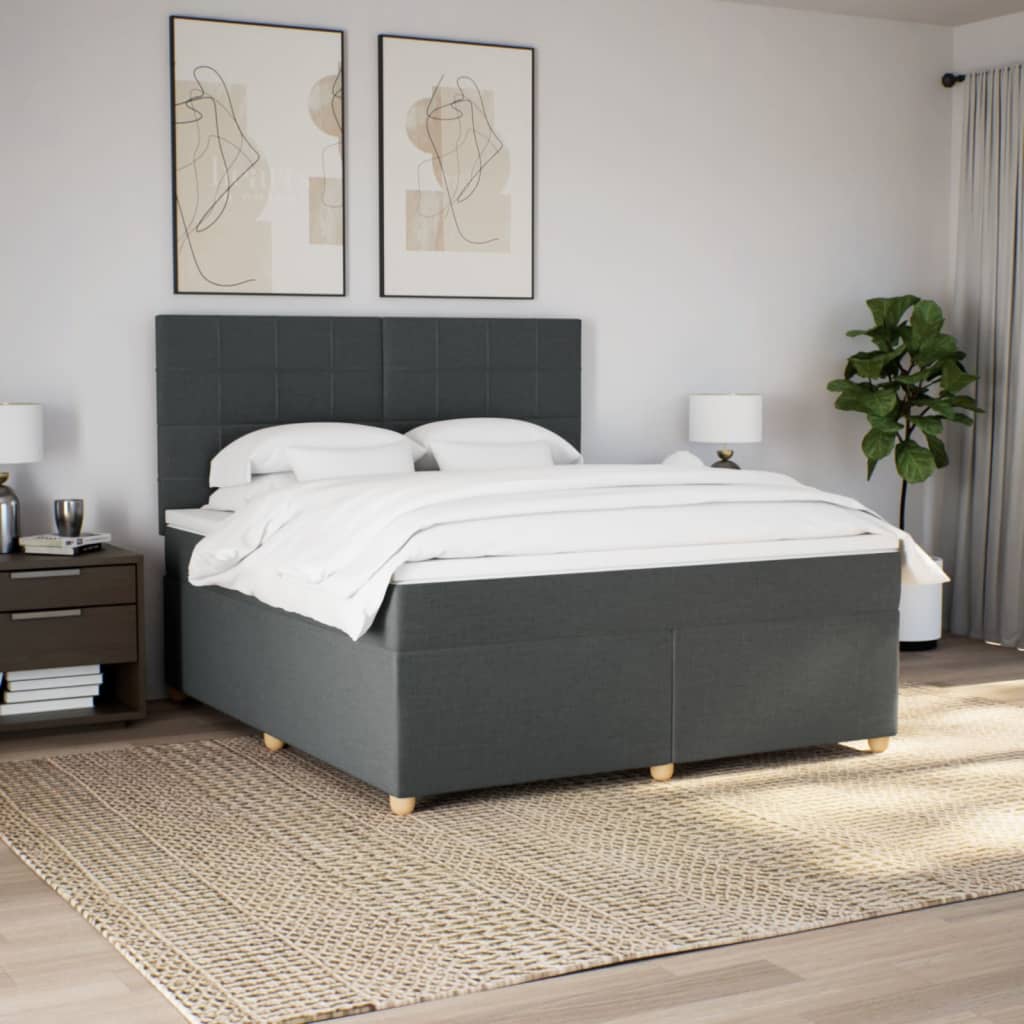 Giroletto a Molle con Materasso Grigio Scuro 180x200 cm Tessuto