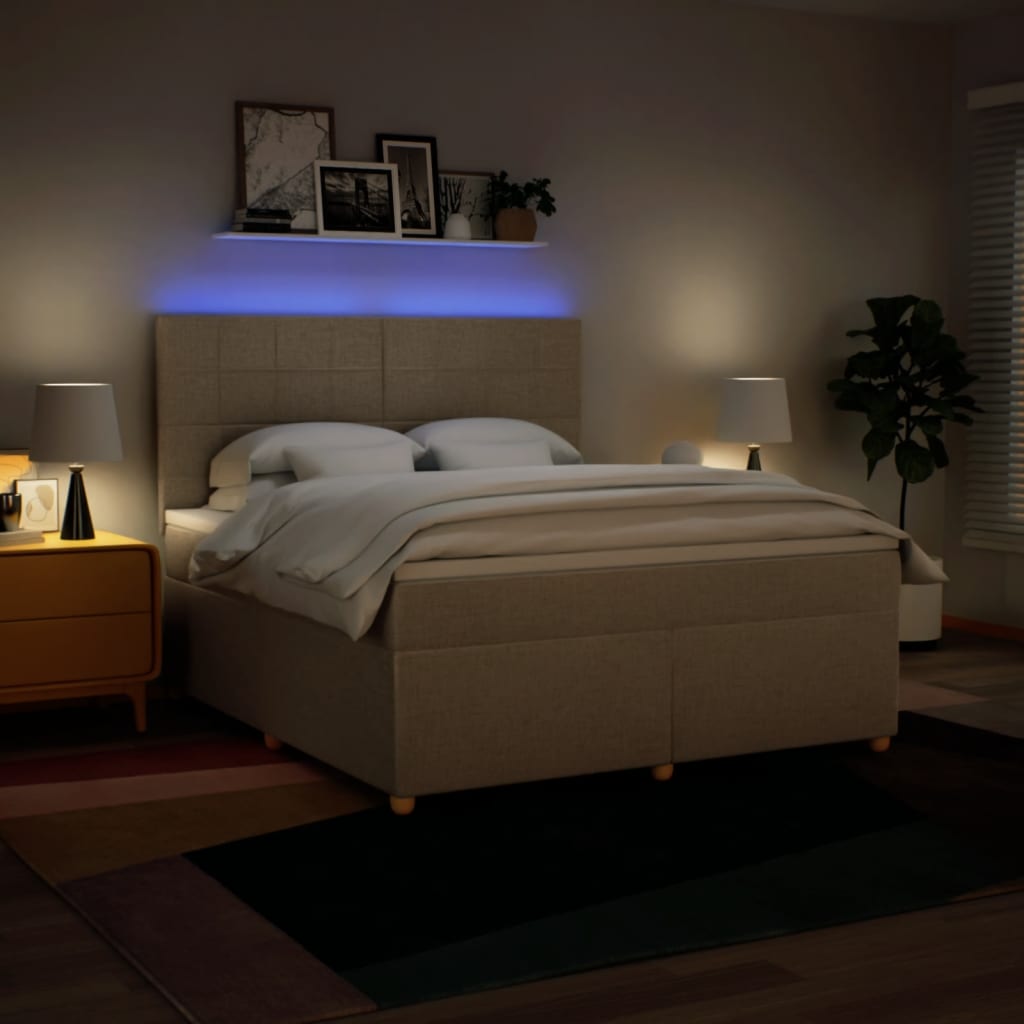 Giroletto a Molle con Materasso Crema 180x200 cm in Tessuto
