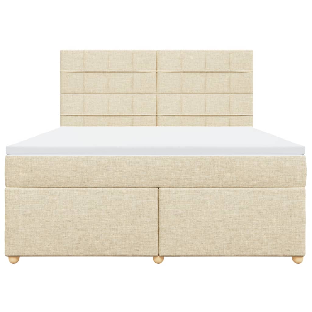 Giroletto a Molle con Materasso Crema 180x200 cm in Tessuto