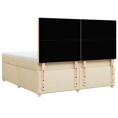 Giroletto a Molle con Materasso Crema 180x200 cm in Tessuto