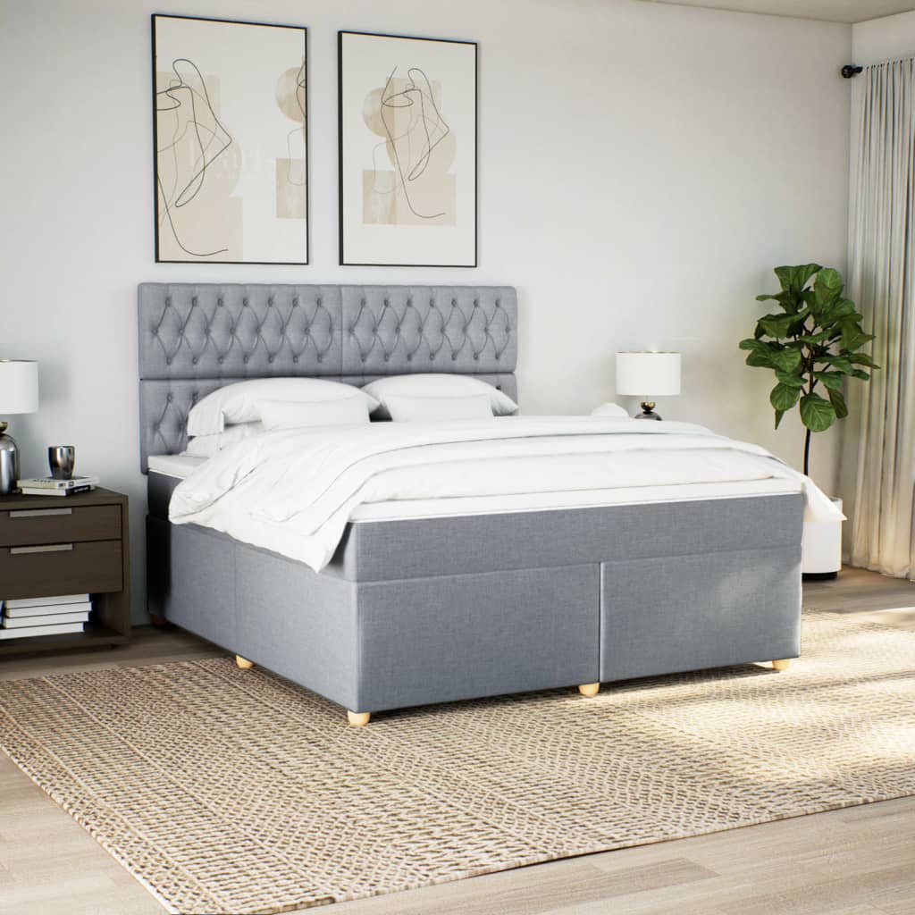 Giroletto a Molle con Materasso Grigio Chiaro180x200 cm Tessuto