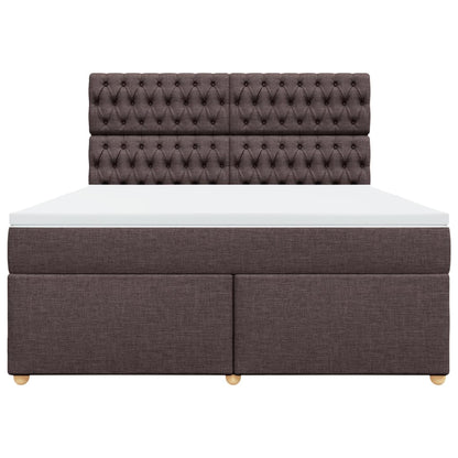 Giroletto a Molle con Materasso Marrone Scuro 180x200cm Tessuto