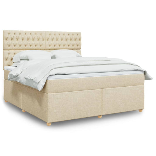 Giroletto a Molle con Materasso Crema 180x200 cm in Tessuto