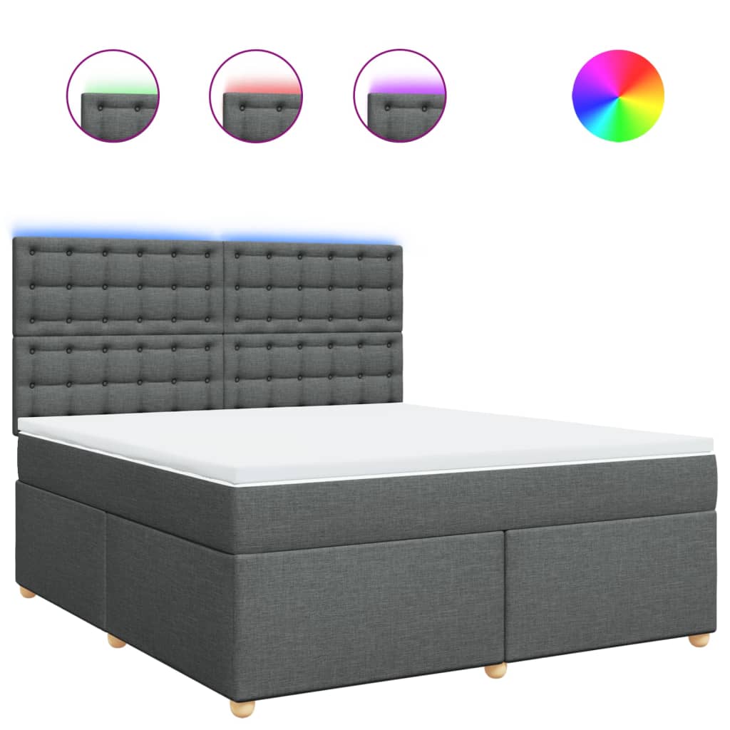 Giroletto a Molle con Materasso Grigio Scuro 180x200 cm Tessuto