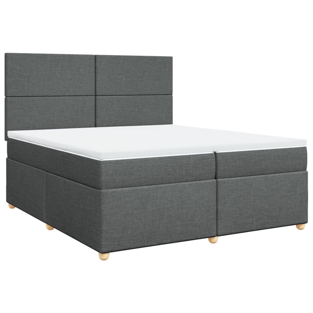 Giroletto a Molle con Materasso Grigio Scuro 200x200 cm Tessuto