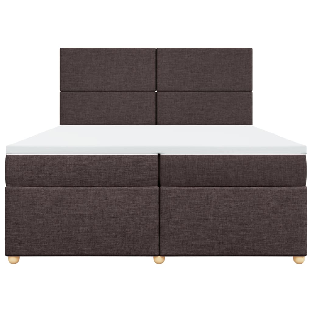 Giroletto a Molle con Materasso Marrone Scuro 200x200cm Tessuto