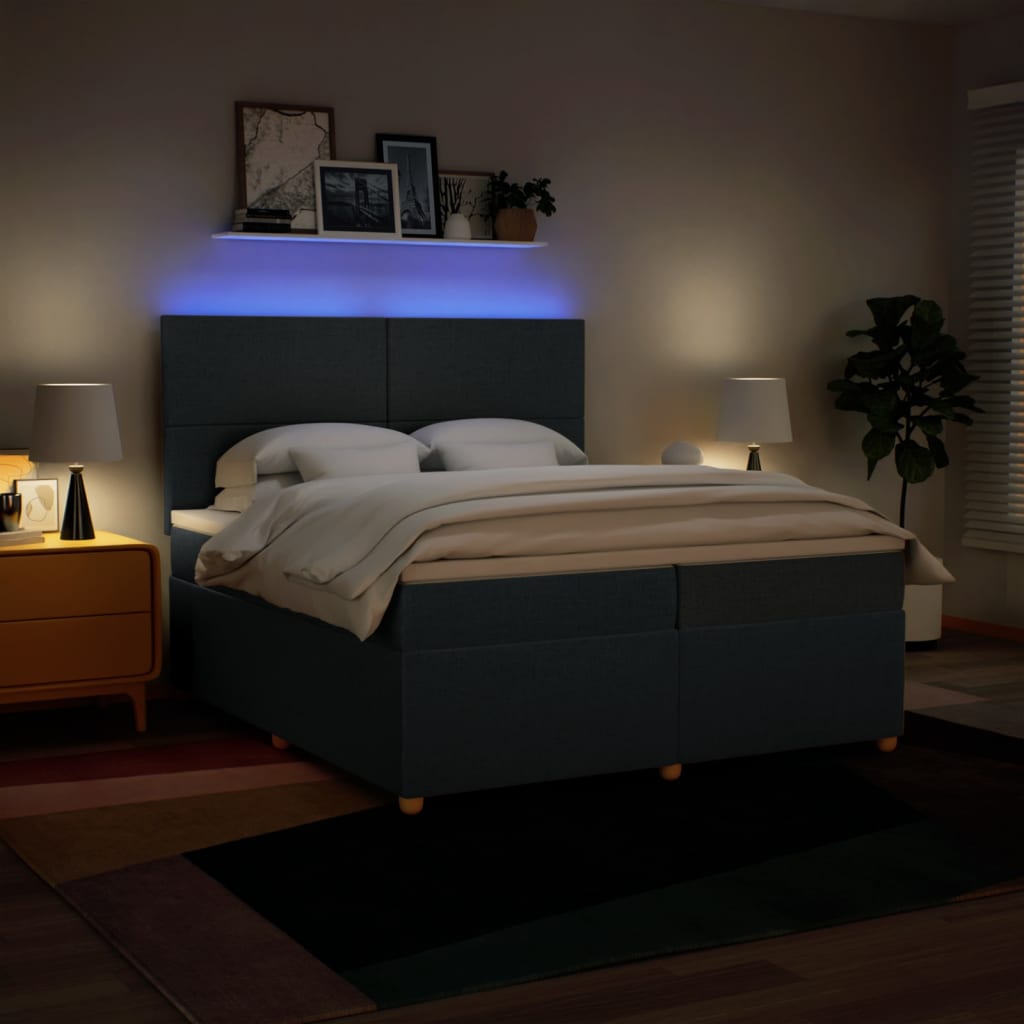 Giroletto a Molle con Materasso Blu 200x200 cm in Tessuto