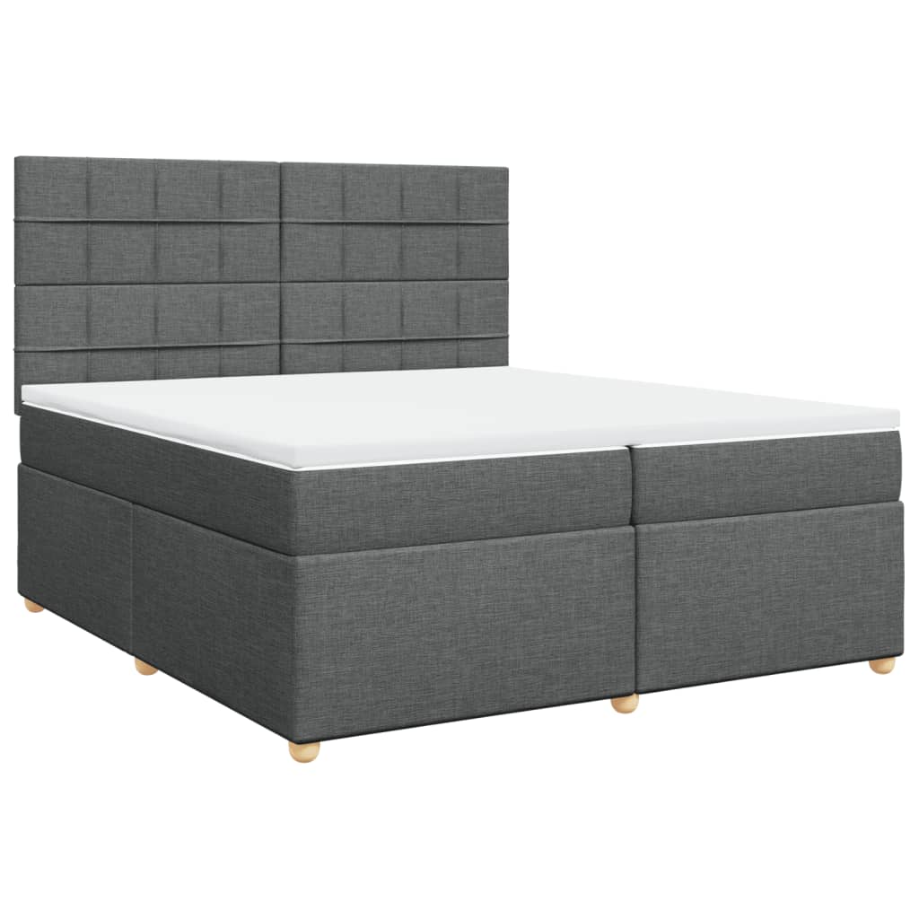 Giroletto a Molle con Materasso Grigio Scuro 200x200 cm Tessuto