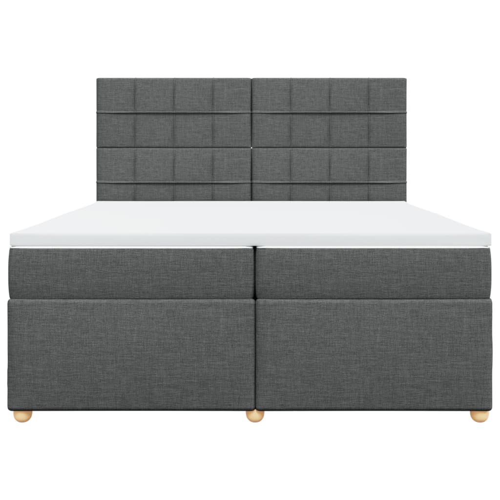 Giroletto a Molle con Materasso Grigio Scuro 200x200 cm Tessuto