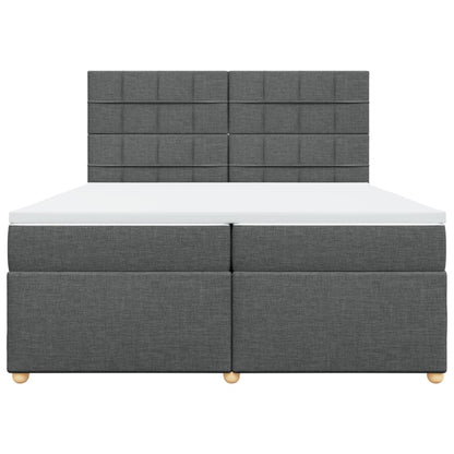 Giroletto a Molle con Materasso Grigio Scuro 200x200 cm Tessuto