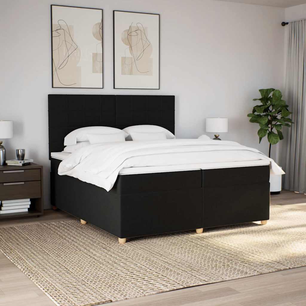 Giroletto a Molle con Materasso Nero 200x200 cm in Tessuto