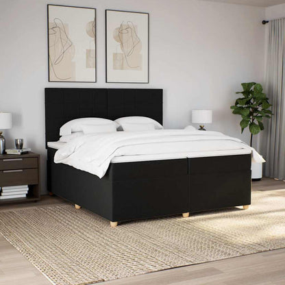 Giroletto a Molle con Materasso Nero 200x200 cm in Tessuto
