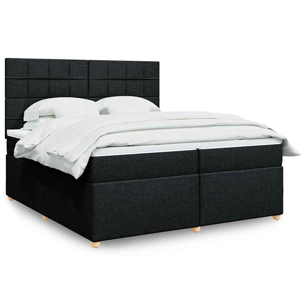Giroletto a Molle con Materasso Nero 200x200 cm in Tessuto