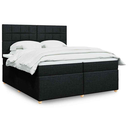 Giroletto a Molle con Materasso Nero 200x200 cm in Tessuto