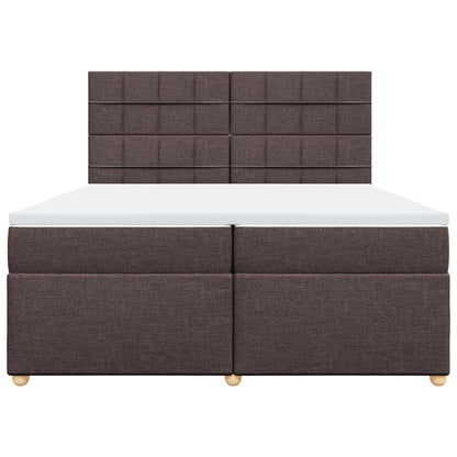 Giroletto a Molle con Materasso Marrone Scuro 200x200cm Tessuto