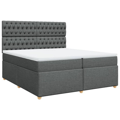 Giroletto a Molle con Materasso Grigio Scuro 200x200 cm Tessuto