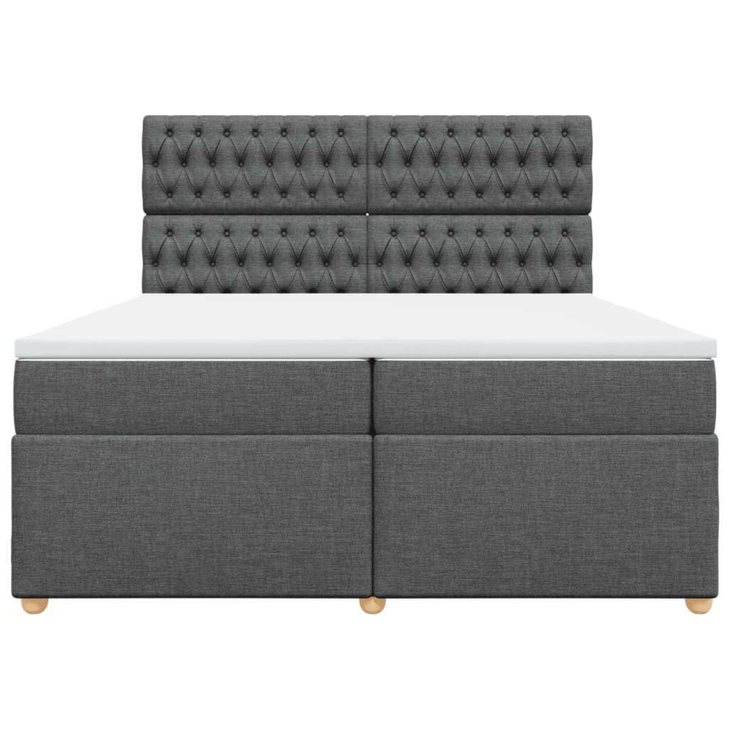 Giroletto a Molle con Materasso Grigio Scuro 200x200 cm Tessuto