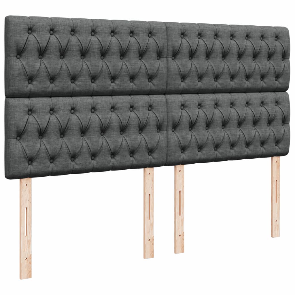 Giroletto a Molle con Materasso Grigio Scuro 200x200 cm Tessuto