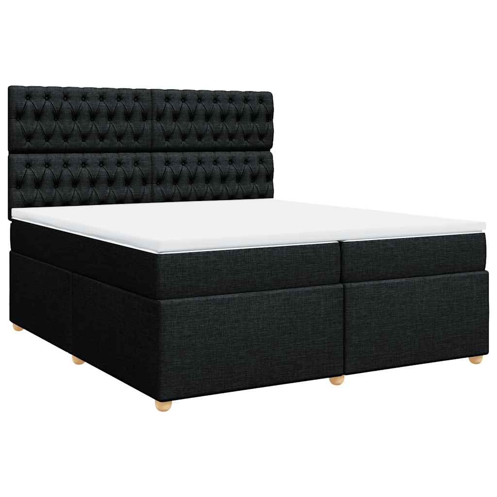 Giroletto a Molle con Materasso Nero 200x200 cm in Tessuto