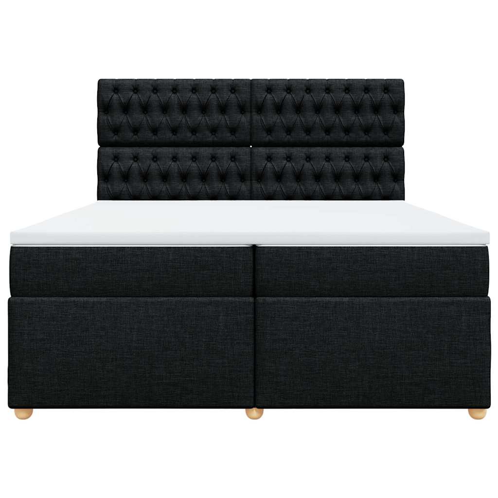 Giroletto a Molle con Materasso Nero 200x200 cm in Tessuto
