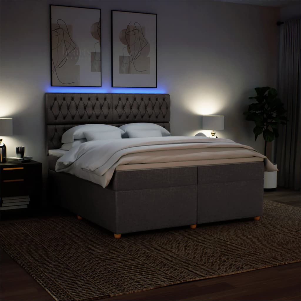 Giroletto a Molle con Materasso Tortora 200x200 cm in Tessuto | homemem39
