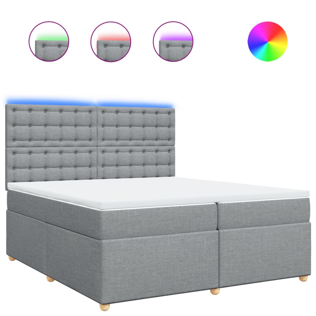 Giroletto a Molle con Materasso Grigio Chiaro 200x200cm Tessuto