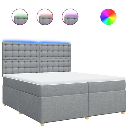Giroletto a Molle con Materasso Grigio Chiaro 200x200cm Tessuto