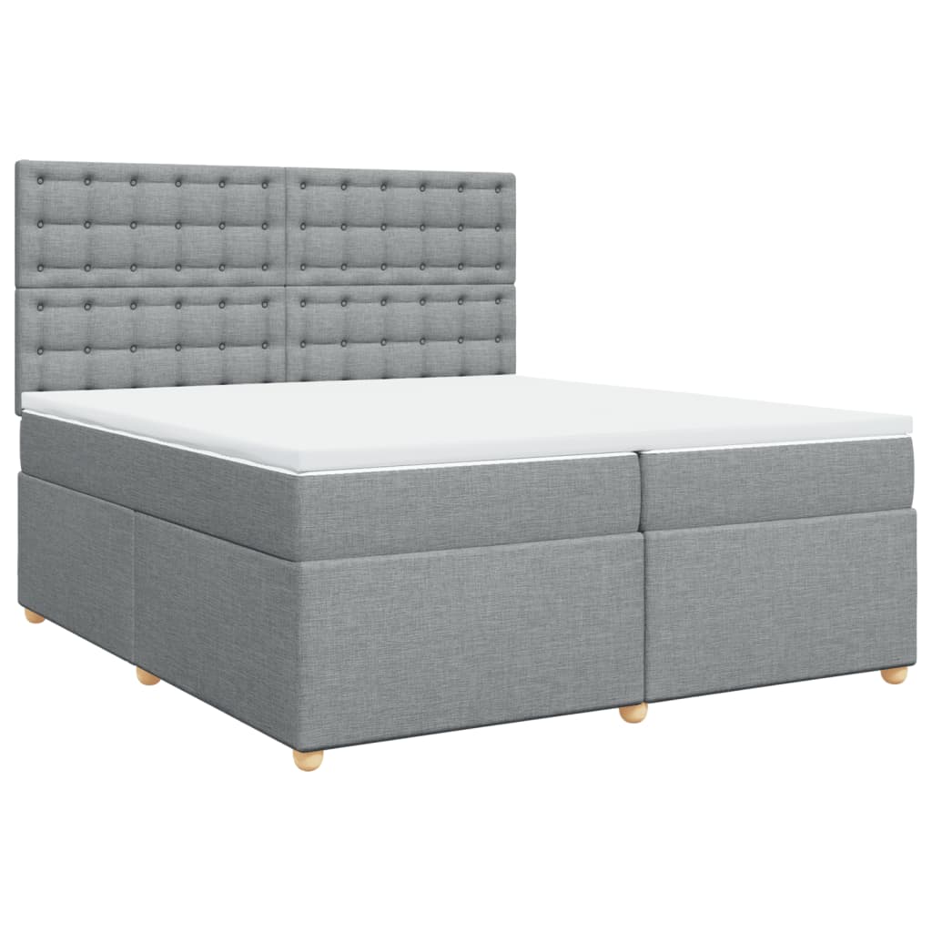 Giroletto a Molle con Materasso Grigio Chiaro 200x200cm Tessuto