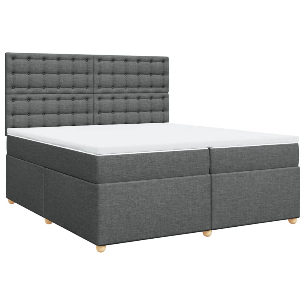 Giroletto a Molle con Materasso Grigio Scuro 200x200 cm Tessuto