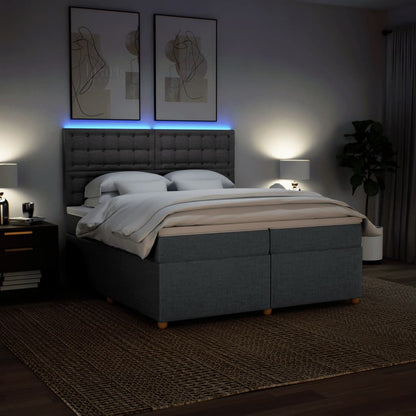 Giroletto a Molle con Materasso Grigio Scuro 200x200 cm Tessuto