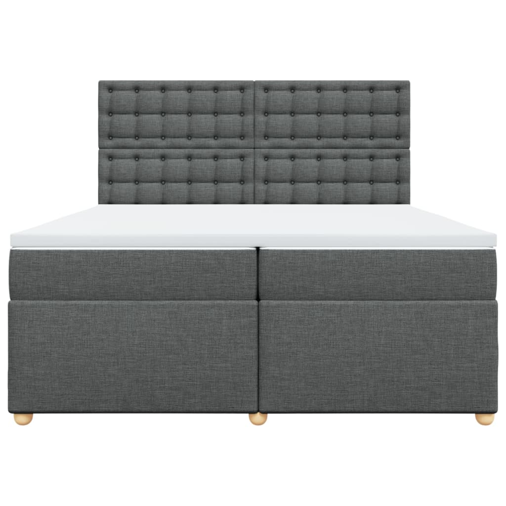 Giroletto a Molle con Materasso Grigio Scuro 200x200 cm Tessuto