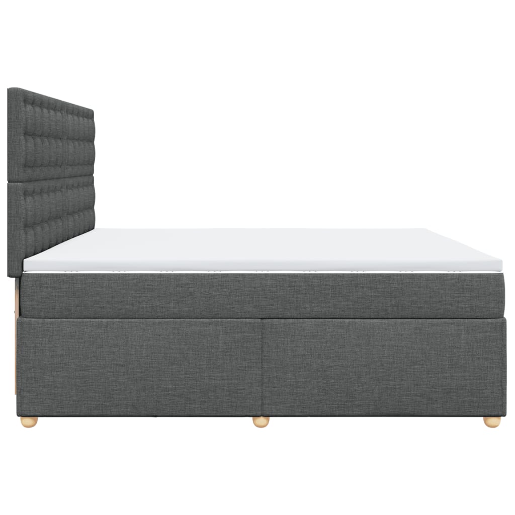 Giroletto a Molle con Materasso Grigio Scuro 200x200 cm Tessuto