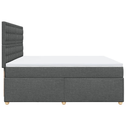 Giroletto a Molle con Materasso Grigio Scuro 200x200 cm Tessuto