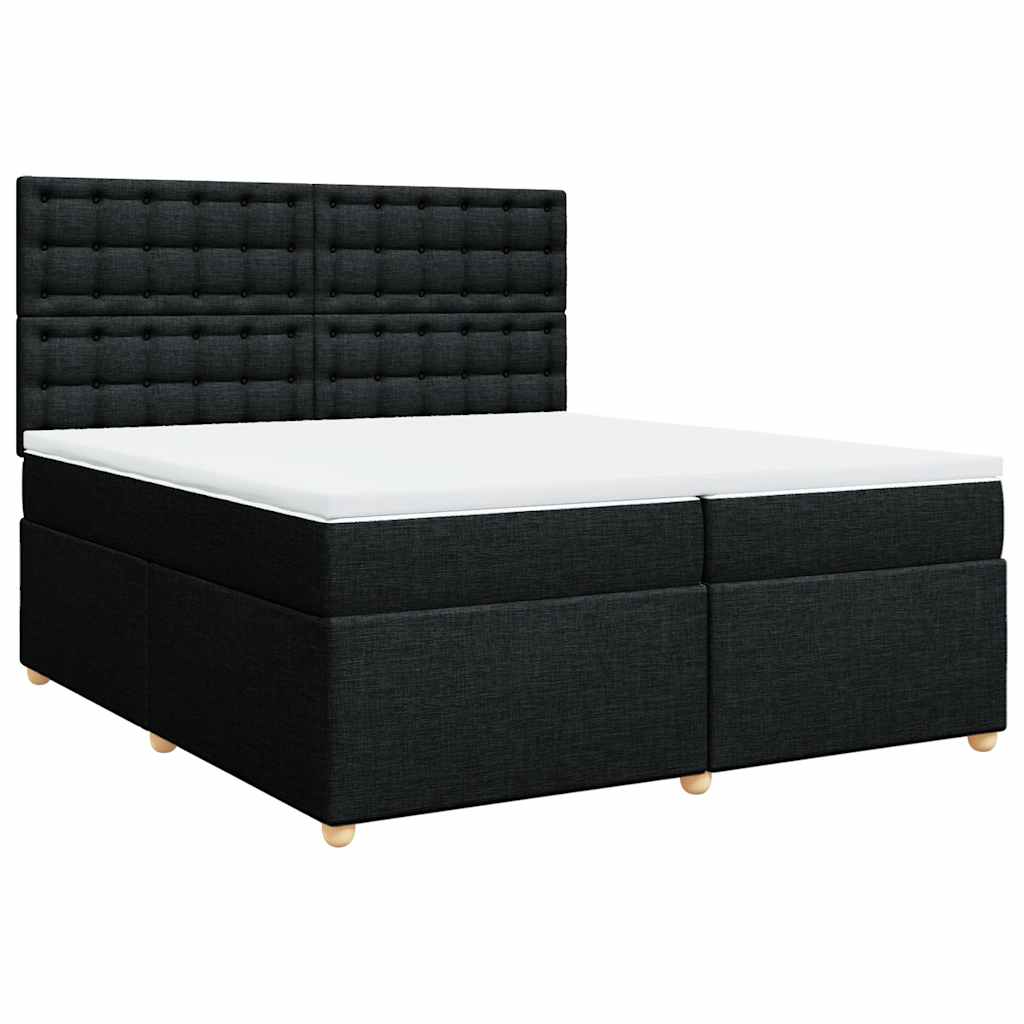 Giroletto a Molle con Materasso Nero 200x200 cm in Tessuto